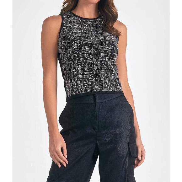 ELAN Tops - NEW ELAN opalite sparkle sweater tank in black